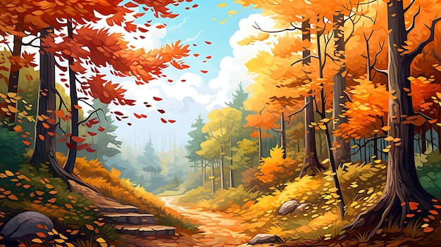 Paysage de forêt d'automne