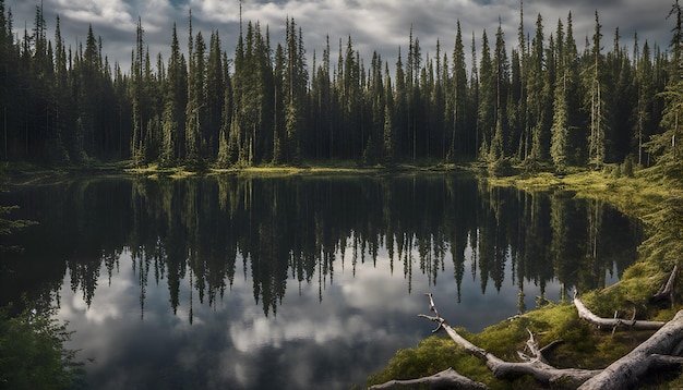 Paysage de forêt du nord avec lac