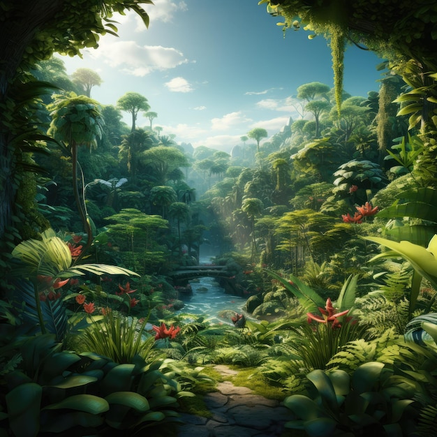 paysage de forêt tropicale luxuriante