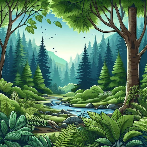 Paysage De Forêt Verte