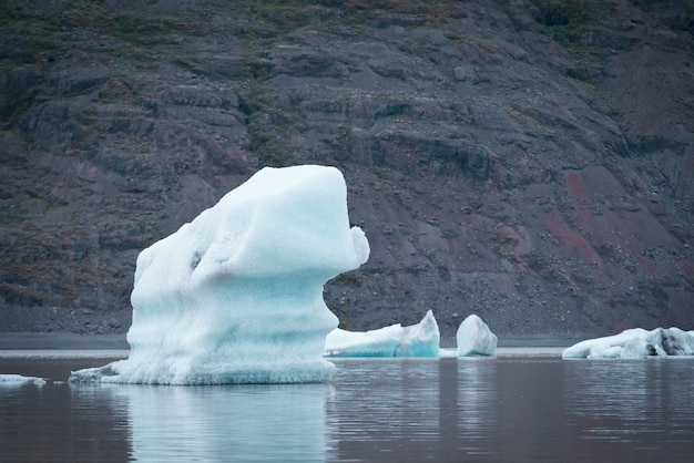 Paysage avec des glaces flottantes dans le lac glaciaire Fjallsarlon