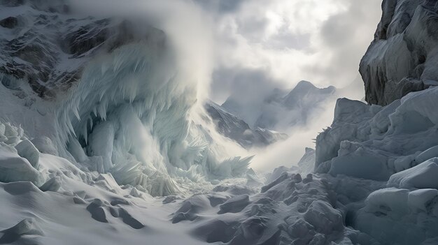 Photo le paysage de la grotte de glace de cristal