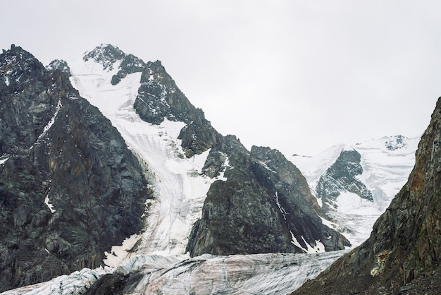 Paysage des hautes terres avec glacier au sommet de la montagne