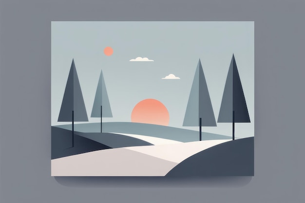paysage d'hiver abstrait avec montagnes et forêt rendu 3d illustration d'art vectorielabstrait
