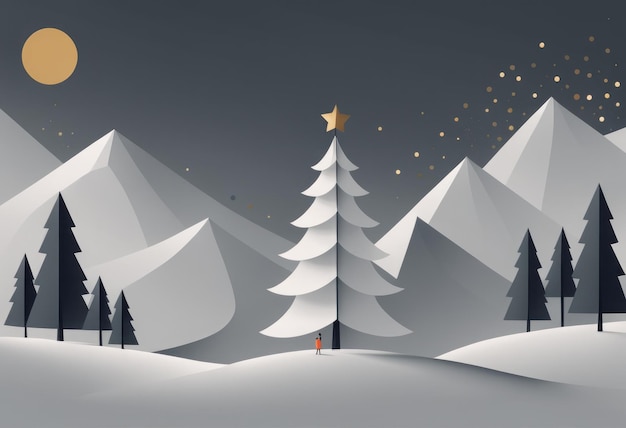 paysage d'hiver arbres de Noël avec des arbres de Noël carte de Noël avec des flocons de neige paysage d'hiver