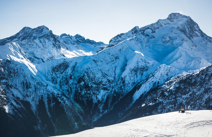 Photo paysage en hiver aux deux alpes est une station de sports d'hiver française dans le massif des ecrins