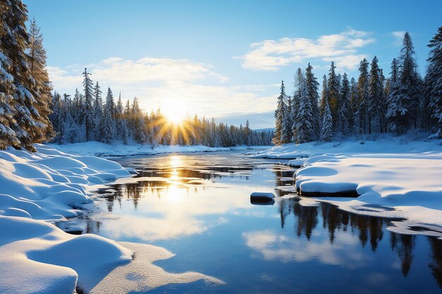 Paysage d'hiver une belle nature en arrière-plan