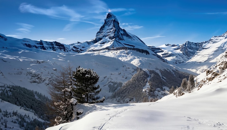 Photo paysage d'hiver dans le cervin
