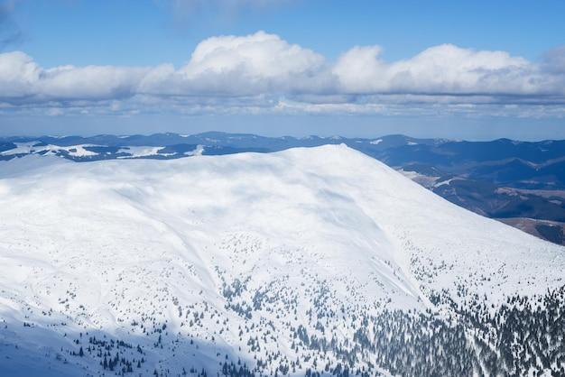 Paysage d'hiver ensoleillé dans les montagnes