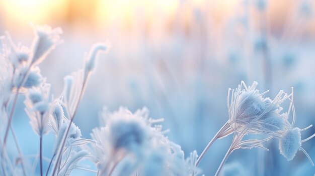 paysage d'hiver avec des fleurs gelées