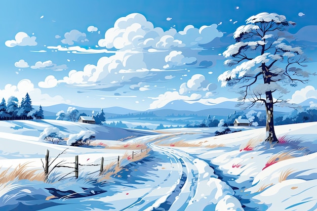 Paysage d'hiver d'une forêt enneigée Panorama d'une forêt d'hiver enneigée Panorama de la neige d'hiver