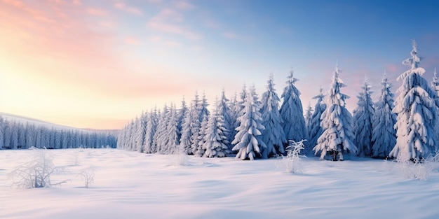 Paysage d'hiver avec forêt