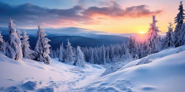 Paysage d'hiver avec forêt