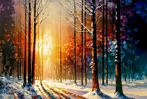 Paysage d'hiver de la forêt