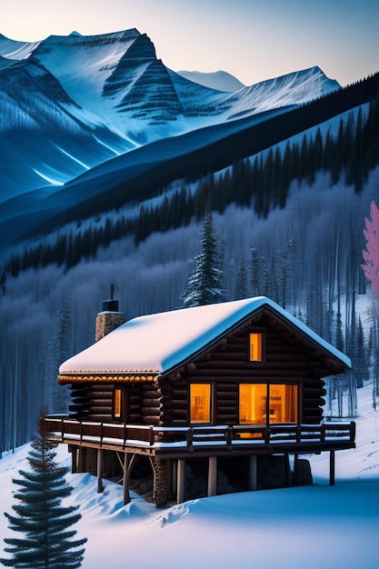 Paysage d'hiver La maison d'hivers