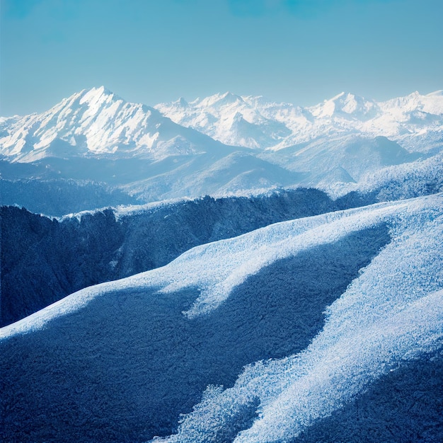 Paysage d'hiver de montagne Montagnes couvertes de neige