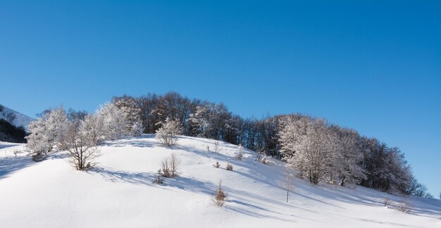 Paysage d'hiver avec de la neige. Campo Felice, Italie