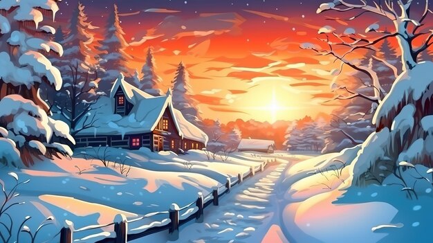 Paysage d&#39;hiver de Noël