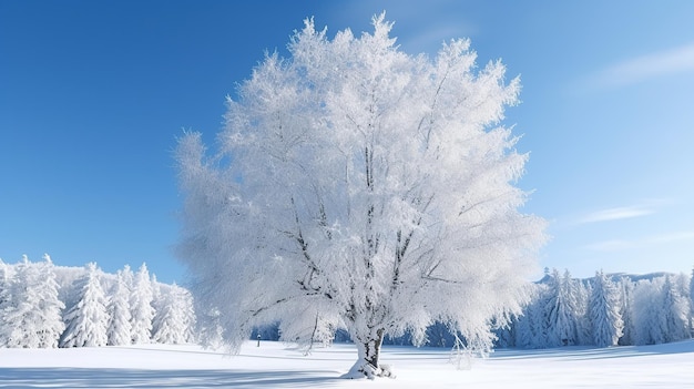 Paysage d'hiver avec reflet dans l'eau Generative AI