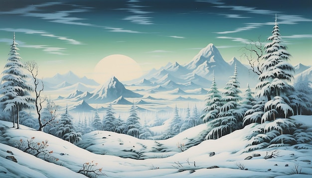 Photo paysage hivernal art vintage