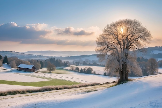 Paysage hivernal à la campagne