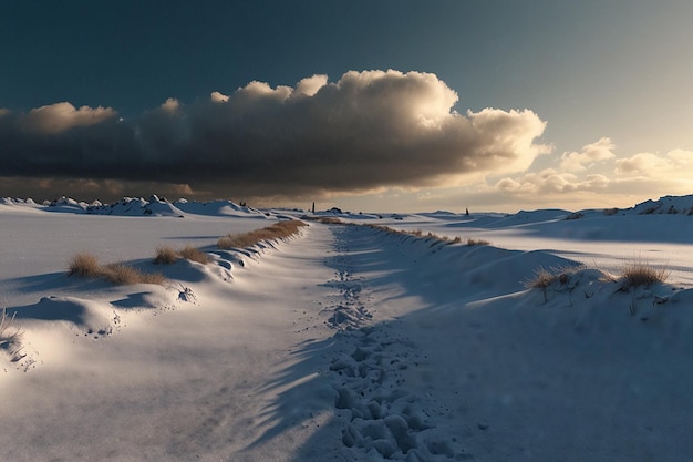 Paysage hivernal enneigé en 3D