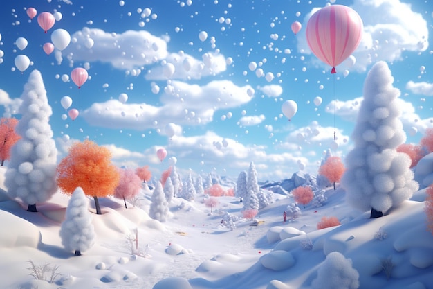Un paysage hivernal fantaisiste avec des ballons transfo 00434 03