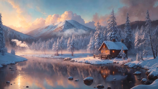 paysage hivernal avec des montagnes