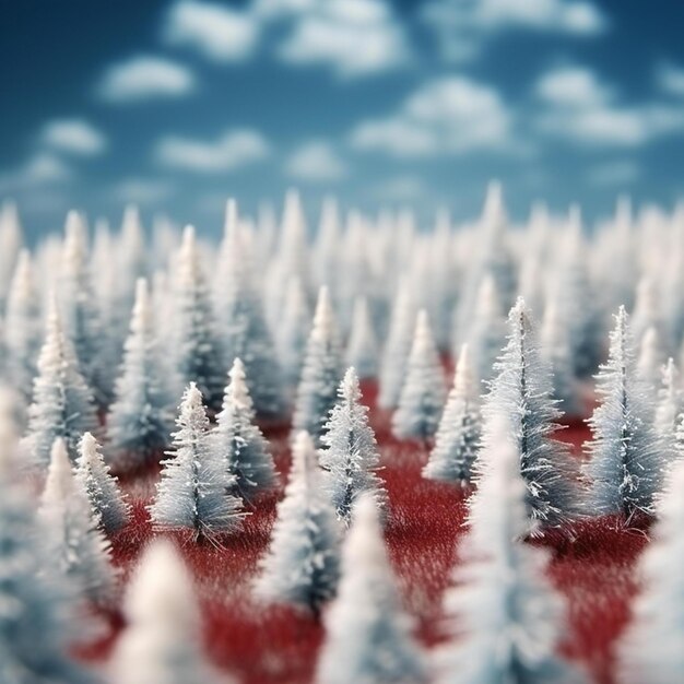 Photo paysage hivernal avec des sapins enneigés et un ciel bleu