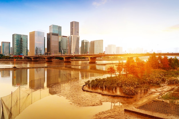 Paysage d'horizon de la nouvelle ville de Fuzhou