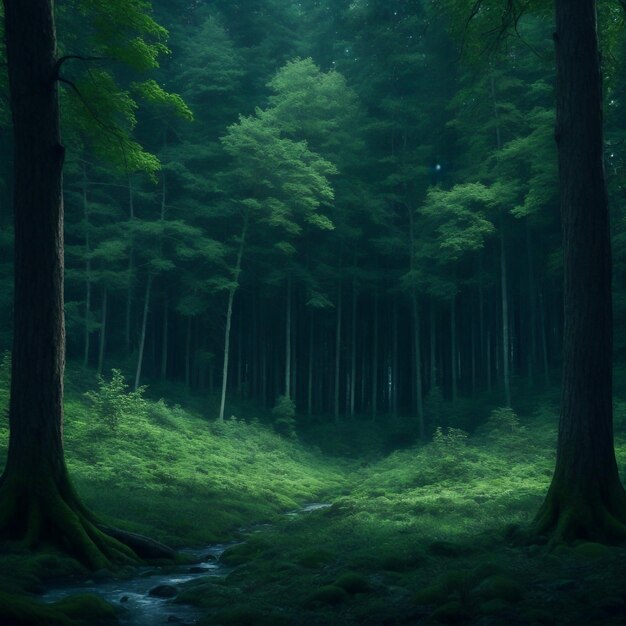 Le paysage idyllique de la forêt à la lumière du jour