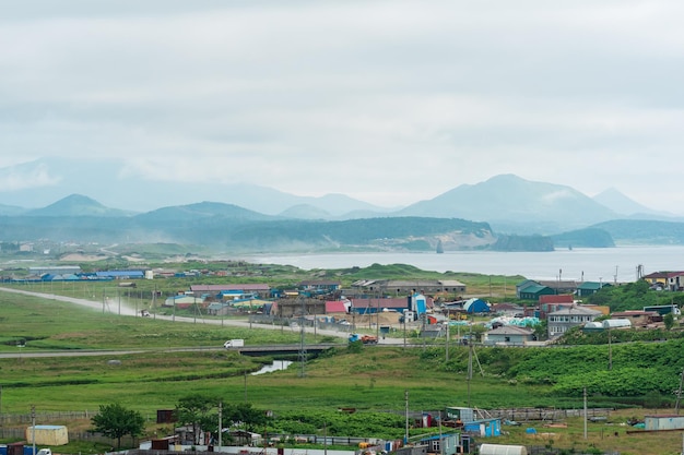 Paysage de l'île de Kunashir près de YuzhnoKurilsk