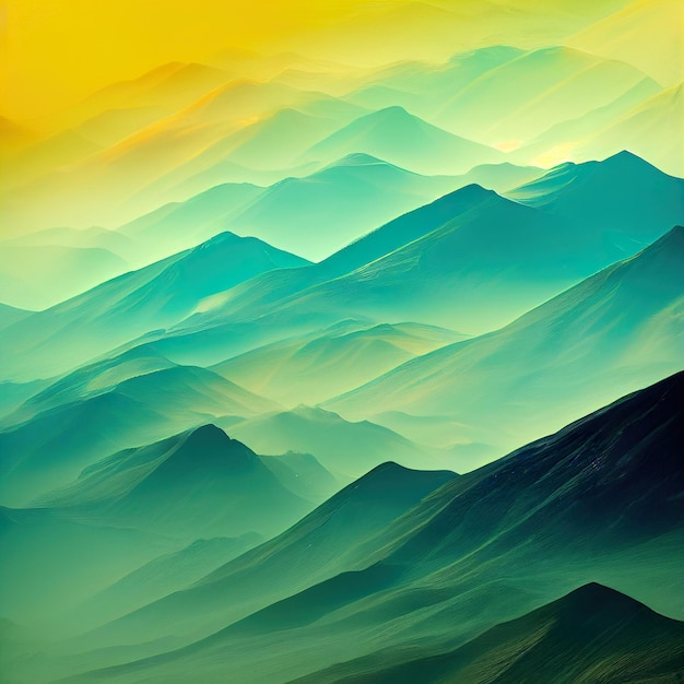 Paysage avec illustration de montagnes verdoyantes Fond de nature abstraite