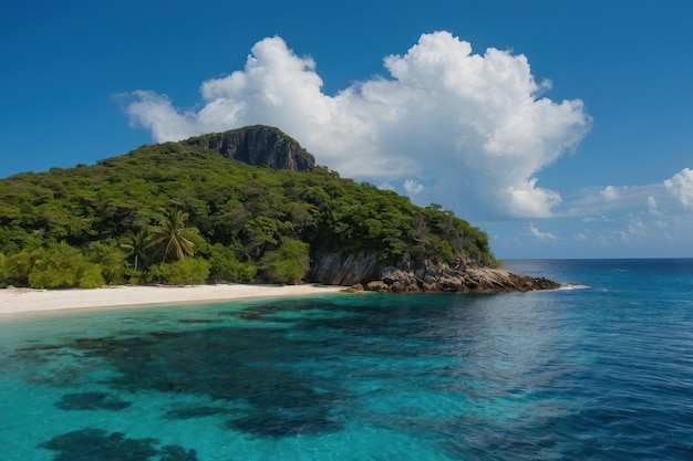 un paysage insulaire avec une mer bleue