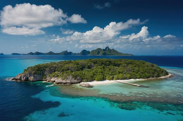 un paysage insulaire avec une mer bleue