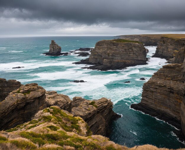 le paysage islandais avec des falaises et des rochers la plage de l'atlantique belle falaise bleue