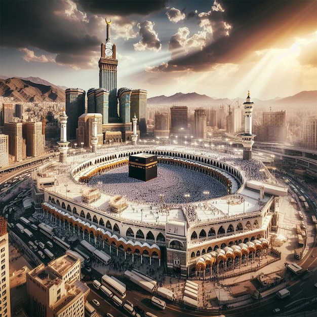 Le paysage de la Kaaba est du sable Muslimah belle fille bel homme