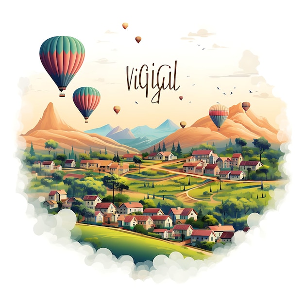 Photo paysage de kigali texte avec une typographie dessinée à la main, un style de conception, des cliparts, des aquarelles et de l'art.