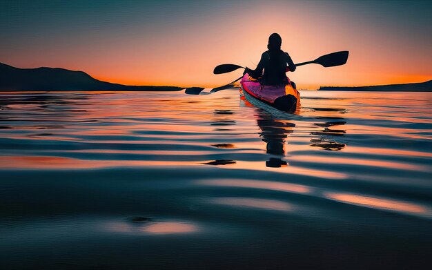 Photo paysage avec lac et kayak