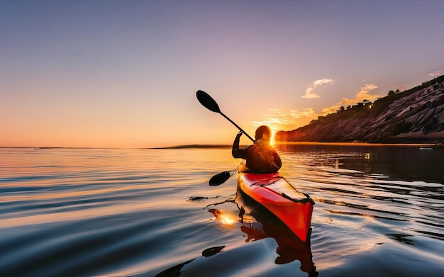 Photo paysage avec lac et kayak