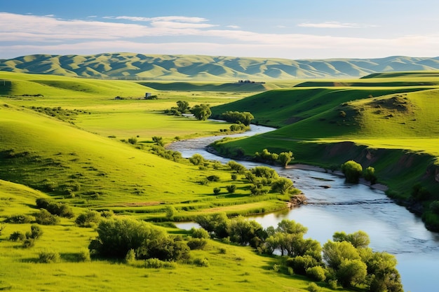 paysage avec lac et montagnes