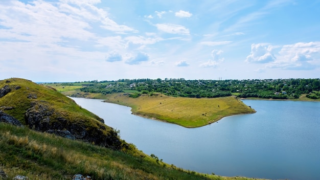 Paysage De Lacs Et Villages