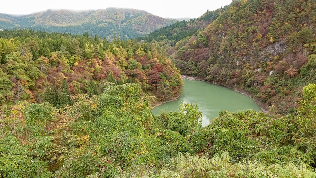 Paysage de la ligne Tadami à Fukushima, Japon