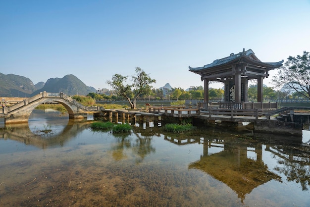 Paysage de Longtan Wetland Park Jingxi Guangxi ChinaChinese traduction Goose