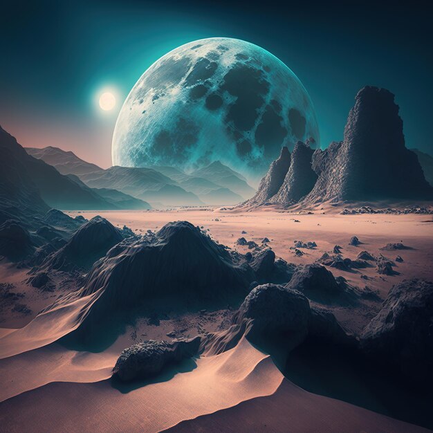 paysage lunaire futuriste