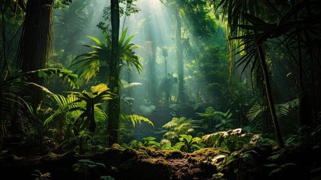 Photo un paysage magnifique d'une forêt tropicale verte avec une rivière au centre