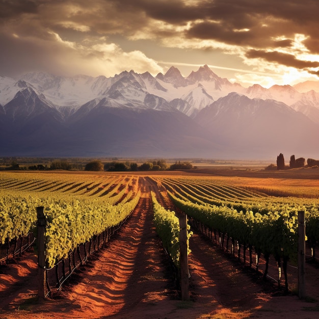 Un paysage magnifique de vignes à Mendoza, en Argentine