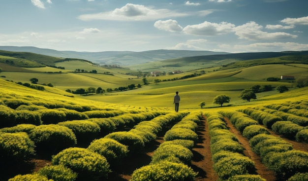 Le paysage majestueux s'étend jusqu'au panorama de l'horizon