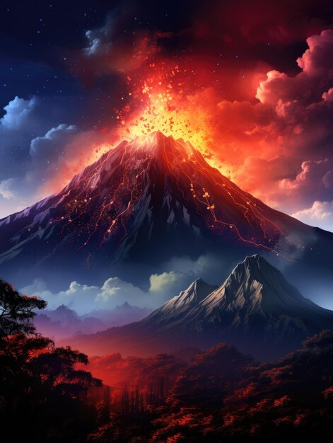 Photo le paysage majestueux des volcans en indonésie