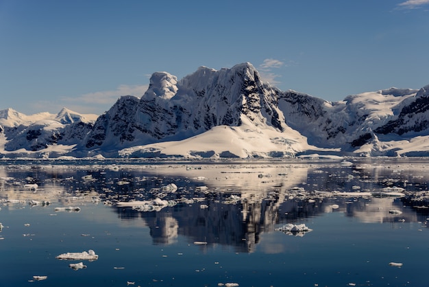 Paysage marin de l'Antarctique avec réflexion